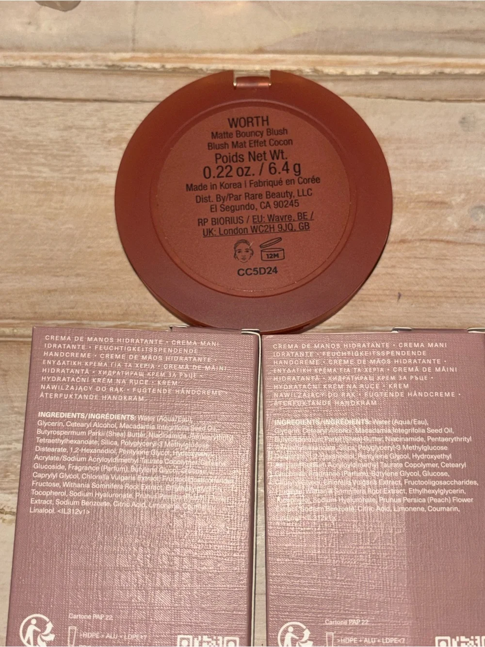 Rare Beauty Find Comfort Hydrating Hand Cream & blush (802)